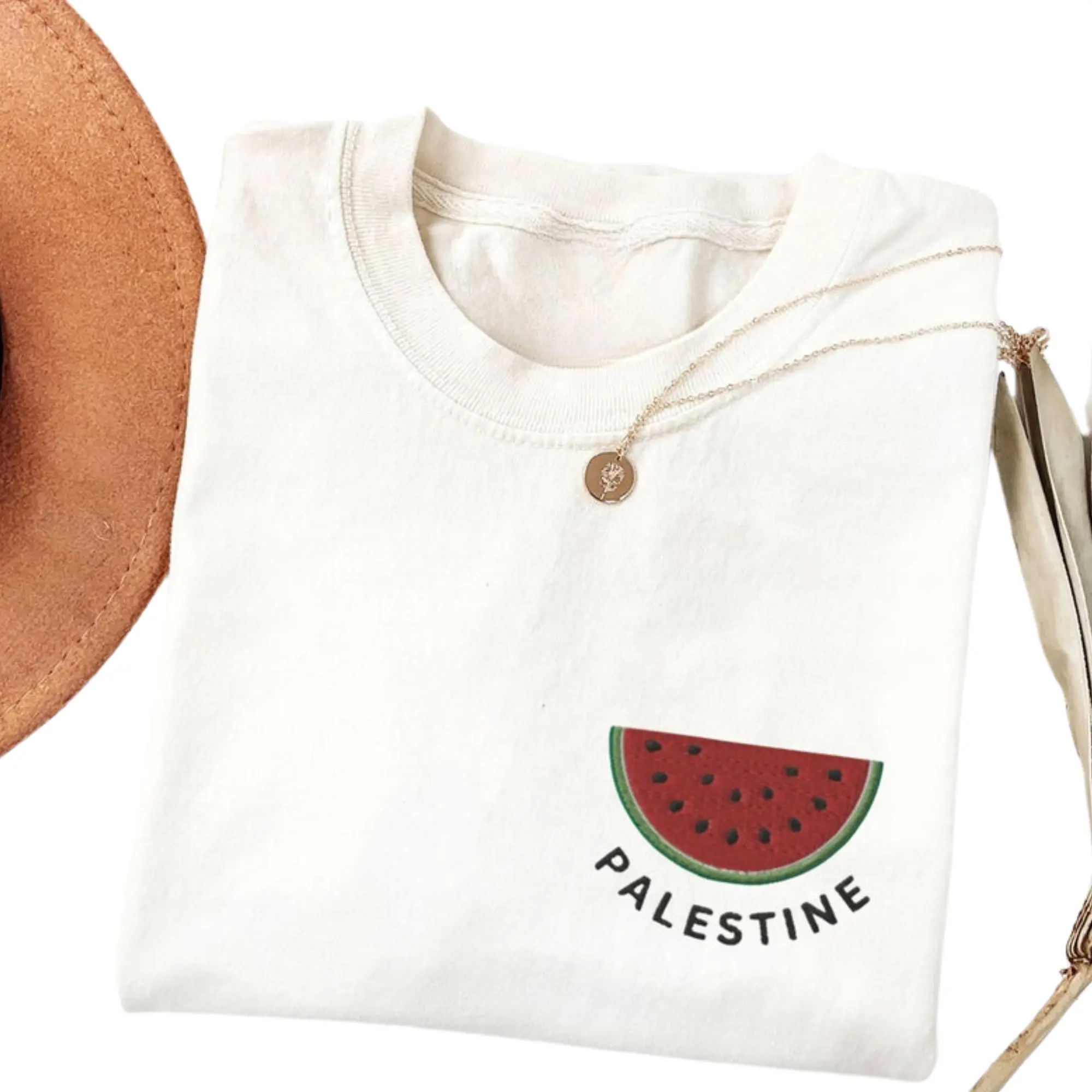 Embroidered Palestine Watermelon Shirt, Palestine Comfort Colors Shirt, Support Palestine, Palestine Flag Crewneck, Free Palestine Protest, Top Casual Comfortable Basic Menswear Womenswear Retro Short