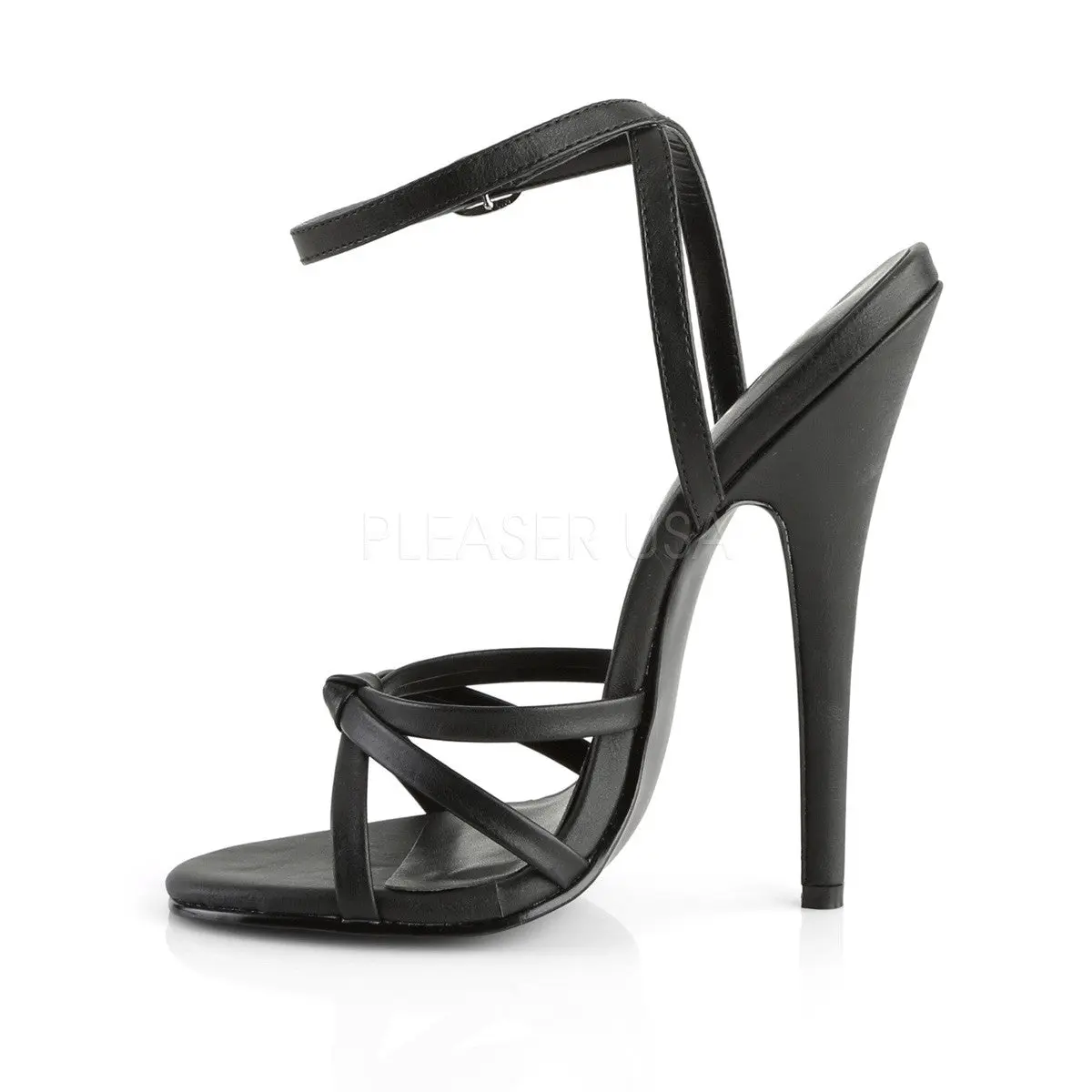 Women's 6" Heel Stiletto Sandals - DOMINA-108 Black PU Footwear