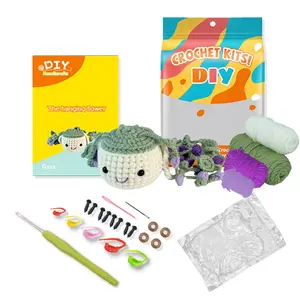 Beginner DIY Crochet Kit, Cute Basket Flower, Easy to Learn, Perfect for Doll Gifts, Stress Relief, Knitting Learning, Includes Video Tutorial
