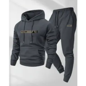 Men's spring and autumn thin lettered coconut tree print pattern hoodie and sweatpants set, stylish casual men's pocket street sports elastic waist drawstring trousers two-piece set, suitable as a gift for husband or boyfriendGift