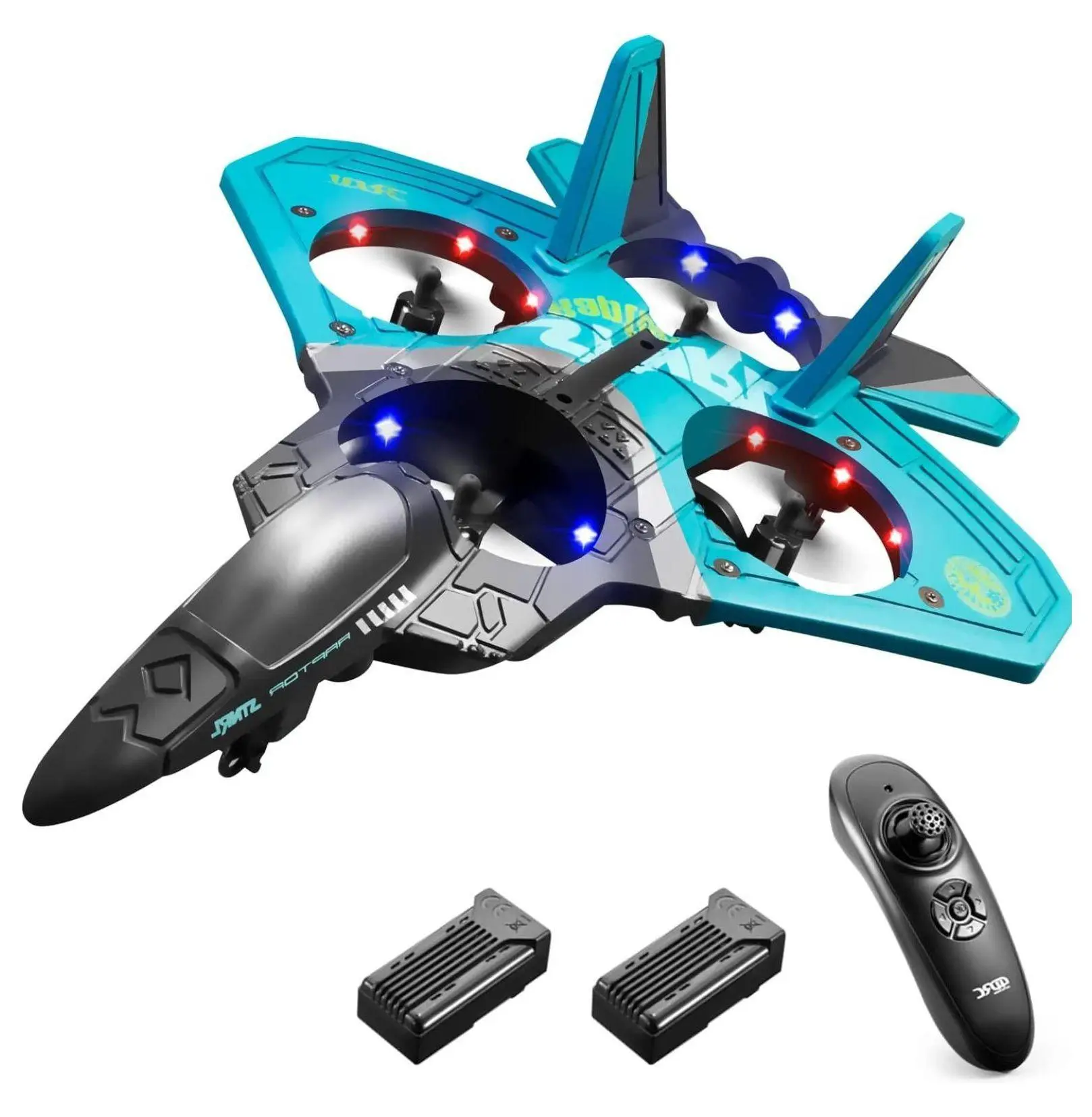 4DRC V17 RC Airplane, 2.4GHz 6CH EPP Remote Control Plane for Adults & Kids, 2 Batteries, Stunt Roll, Gravity Sensing, Cool Lights RC Aircraft Toys