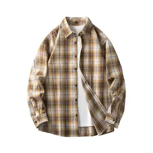 Men's Long-Sleeve Checkered Button-Down Shirt Jacket: Casual, Work, Outdoor, Camping