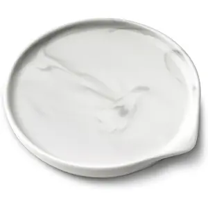 Large Spoon Rest,Ceramic Spoon Rest for Kitchen Counter Dishwasher Safe Marble Decor Spoon Holder for Kitchen,5.5 Inches