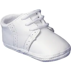 Infant Christening Shoes - White Soft Sole Lace-Up Baby Dress Shoes for Boys & Girls - Baptism, Blessing, Wedding & Church
