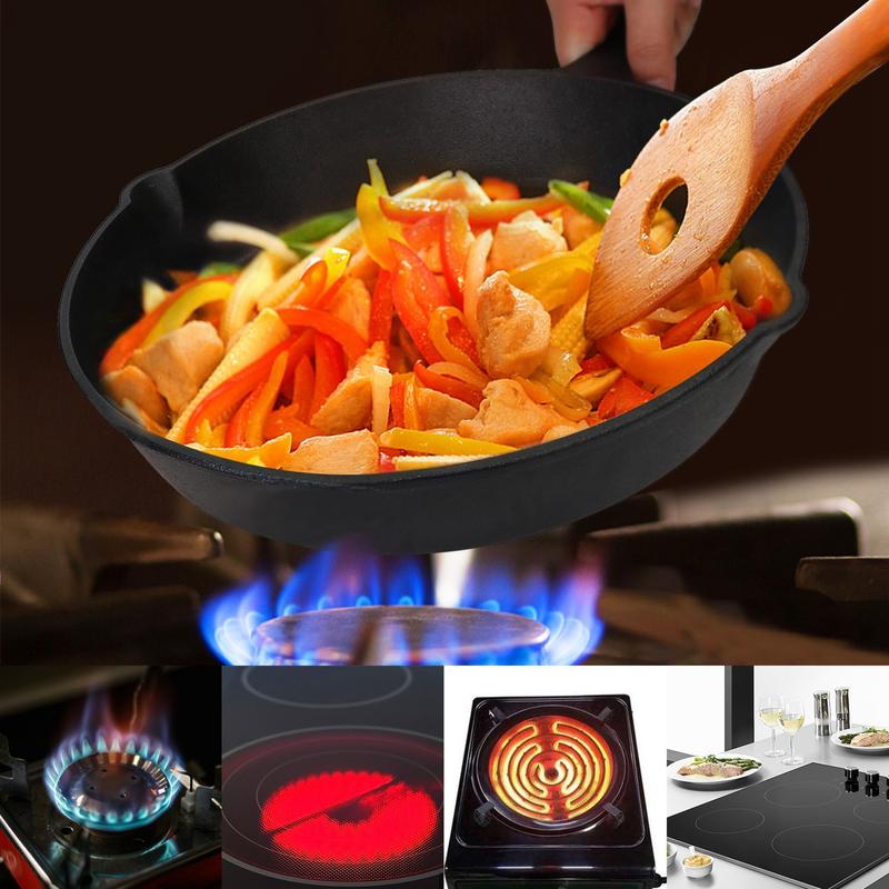 3Pcs Pre-Seasoned Cast Iron Skillet Set 6/8/10in Non-Stick Oven Safe Cookware Heat-Resistant Frying Pan Bake Induction caro te nonstick _