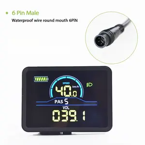 P5c 6pin Electric Bicycle LCD Display Instrument Waterproof Controller Connection, Only for Uart 2 Protocol, Colorful Screen