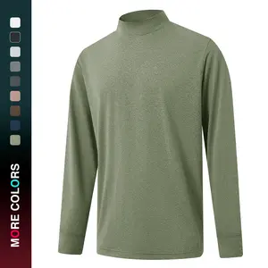 M MAELREG Men's Long Sleeve Mock Turtleneck Shirt, Soft Comfortable 4-Way Stretch Athletic Top, Lightweight Half High Neck Pullover