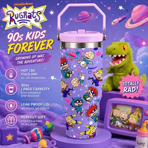 1 Pc 30oz Rugrats Cartoon Insulated Mug, Tumbler, Double Wall, Leak-Proof Lid, Hot Drinks Stay Warm 12H, Cold Drinks Stay Cold 24H, Perfect Fan Gift, Stylish & Durable, Ideal for Daily Use, Office, Gym, Travel, Outdoor Activities
