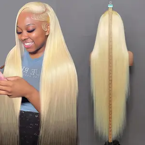Tuneful 13X6 Lace Front Wig Human Hair 613 Blonde Straight HD Transparent Lace Frontal Wigs Human Hair Pre Plucked with Baby Hair 180% Density Blonde Wigs Human Hair