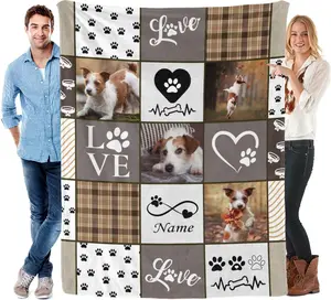 Customized Dog Memory Blankets with Photos Personalized Picture Pet Loss Memorial Soft Throw Blankets Customized Pet Blanket Gift for Dog Lover