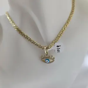 Cadena 193 Unisex with Eye Pendant Gold Plated Necklace Model 1019 Jewelry Accessory