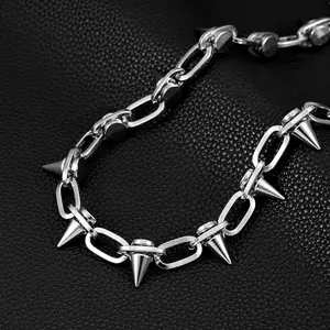 High Quality 63Cm Retro Punk Awl Metal Jeans Waist Chain for Men Personality Domineering Nightclub Trend Waist Chain Accessories