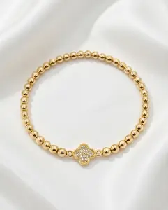 The Van Clover Bracelet | 4mm Stretch | 14k Gold Filled