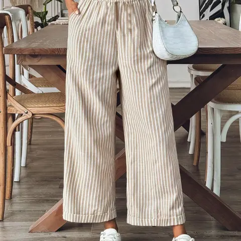 Women's Striped Pants, Casual Comfy High Waist Trousers for Daily Wear, Ladies Bottoms for All Seasons, Striped Print Bottoms, Casual Summer Wear