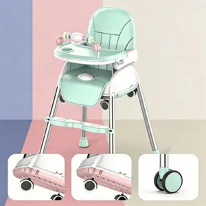Baby gear sale Multi-mode Baby foldabled etachable pu cushion High Chair, 3-mode Multifunctional Foldable Chair, Convertible to Walker, Adjustable Height Feeding Chair