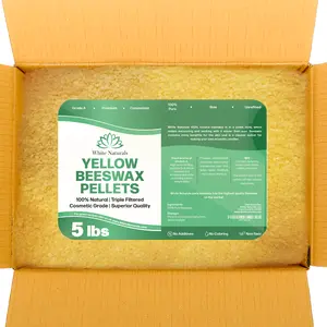 White Naturals Bulk Yellow Beeswax Pellets 5lb, Pure, Natural, Cosmetic Grade, Organic, Bees Wax Pastilles, Triple Filtered, Use For Candle Making, Soap, Food Wrap, DIY Lip Balms, Lotions Body Care