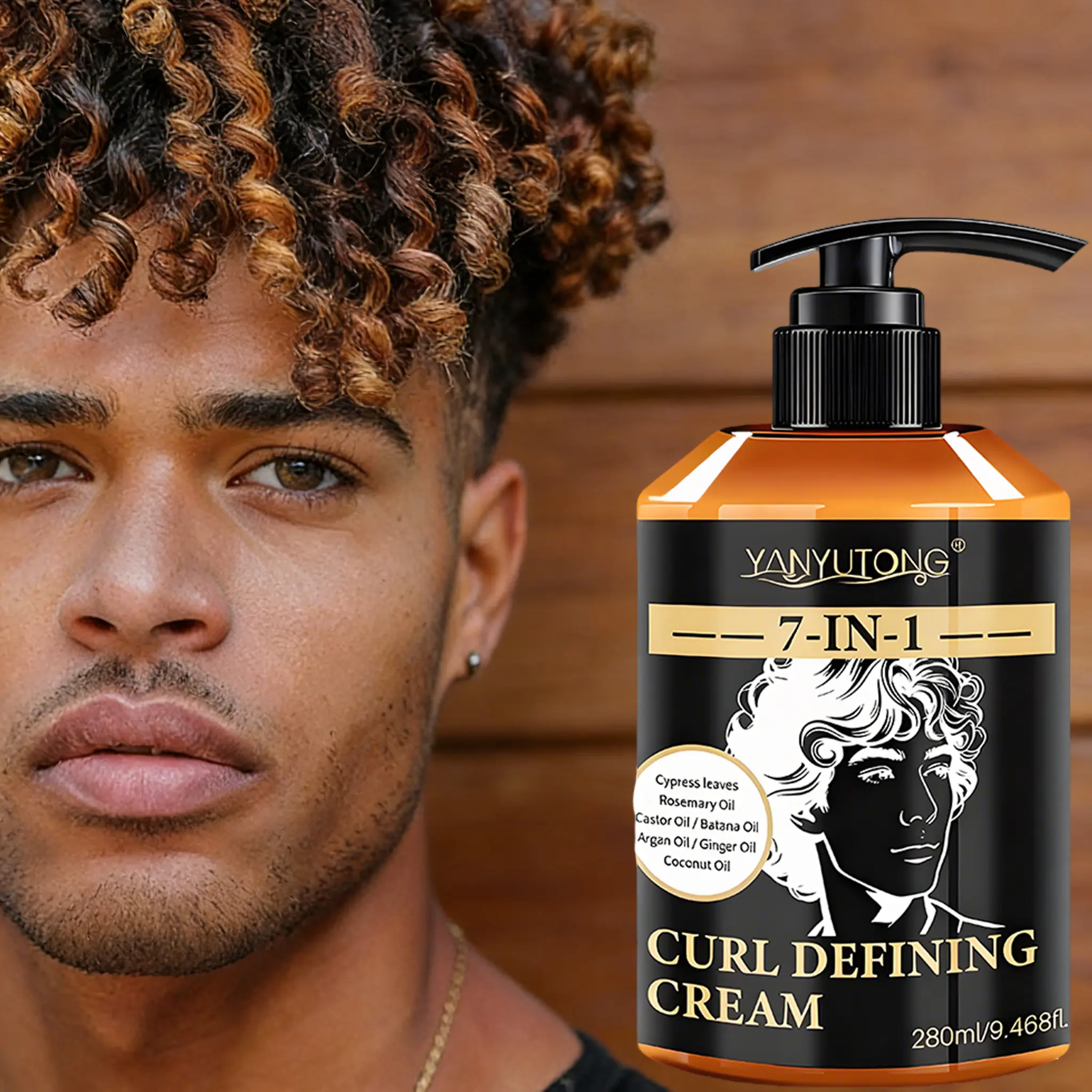 Men's Advanced Curl Cream Balm 280ML, 7-In-1 Argan Oil Styling Lotion, Unisex, Braids/curls, Color Protection, Heat Resistant, Nourishing, Frizz Control, For Men, Haircare, Perfect Curls, Curly Hair Products