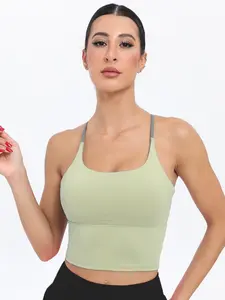 Sporty Women's Plain Criss Cross Sports Bra, Comfort and Durability Sports Crop Cami Top, Ladies Sportswear for Indoor Outdoor Wear, Gym Clothes, Yoga Bra, Workout Bra