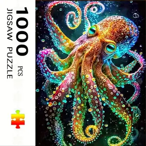 1000-Piece Large Paper Jigsaw Puzzle Set, Octopus Theme DIY Decoration Kit, Fun Interactive Family Activity, No Frame Required