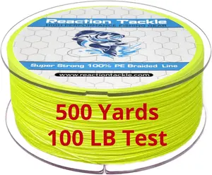 Braided Fishing Line - 500 Yards - 100 Lb Test - High Visibility Yellow