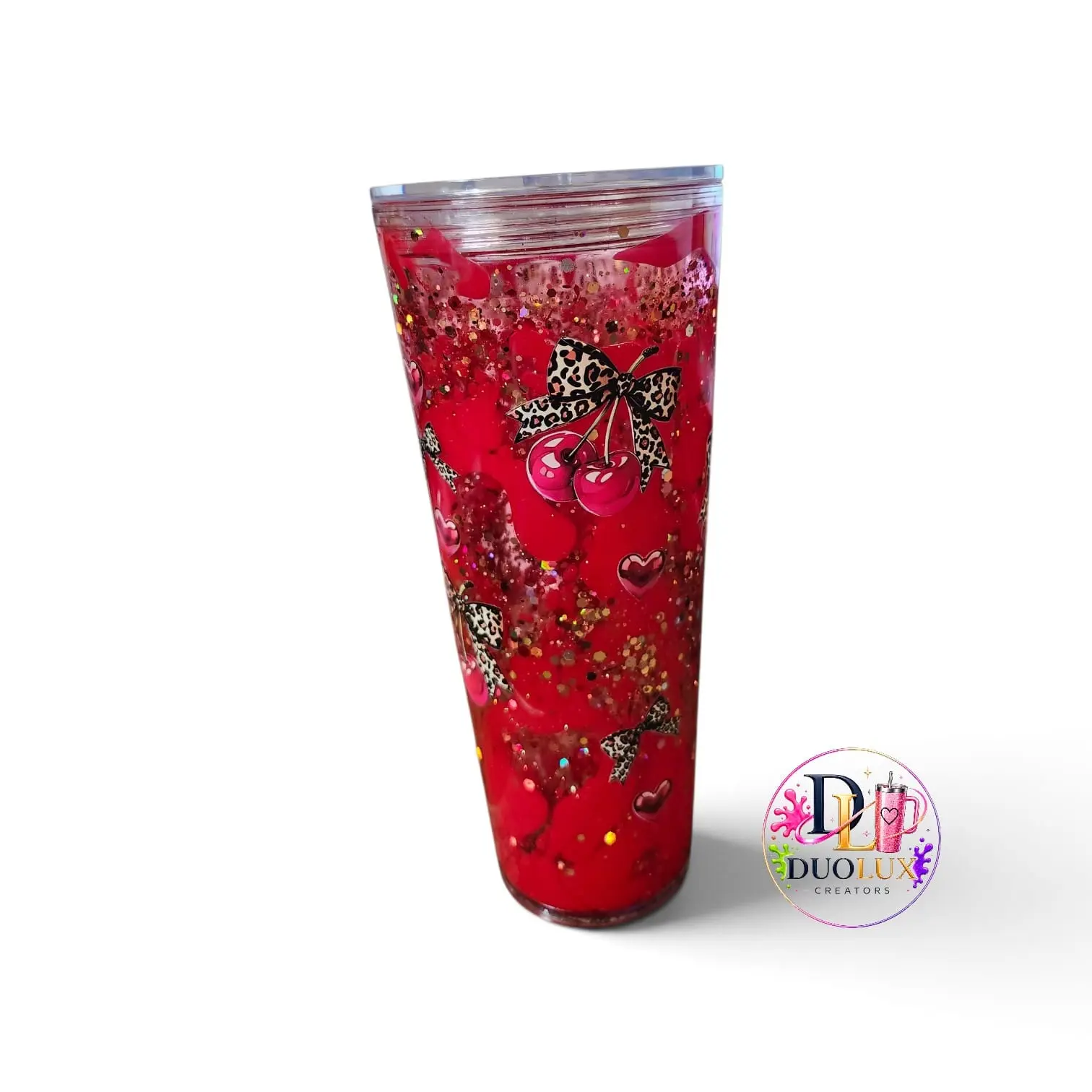 24oz Custom Acrylic Snow Globe Tumbler with Lid & Straw – Personalized Cup