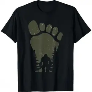T-shirt for men   Bigfoot In The Forest Footprint T-Shirt funny graphic tee