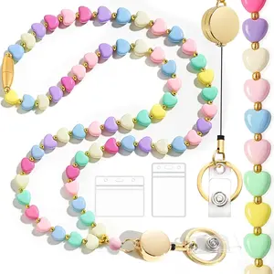 Lanyards for Id Badges and Keys for Women Teacher - Colorful Beaded Card Holders