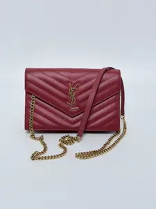Pre-owned Yves Saint Laurent Leather Crossbody Bags Saint Laurent Monogram Envelope Chain Wallet Crossbody Bag Authentic YS312FEI