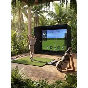 11' x 8' Complete Golf Simulator Enclosure Package, 4K-Ready Impact Screen with Blackout Enclosure Cage, Frame Poles, Side Nets & Sandbags, Easy Setup for Indoor/Garage Practice