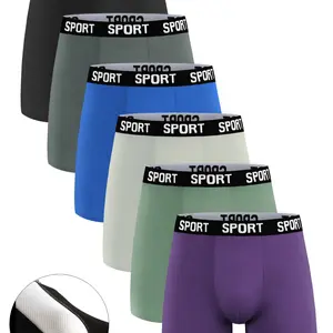 6 pcs Men's solid color, comfortable and slim fitting long underwear, Athletic sport underwear, Breathable quick drying elastic waistband sports pants, Suitable for daily wear and exercise fitness for men