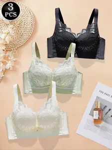 Women's Solid Color Push Up Bra, Soft Comfortable Breathable Seamless Bra, Women's Lingerie for All Seasons, Womenswear, Seamless Soft Wirefree, Seamless Scalloped Bras