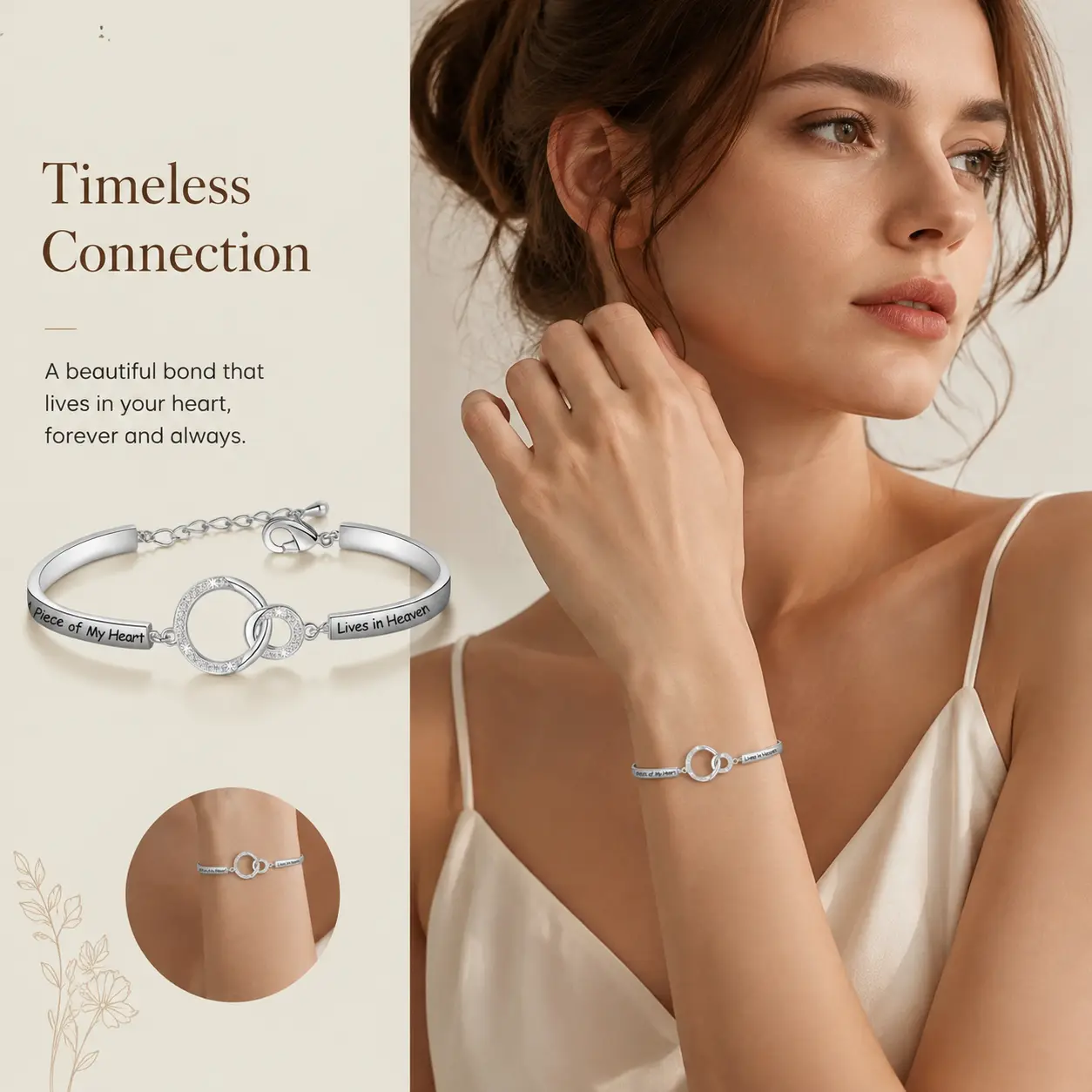 Zuo Bao Memorial Jewelry Sympathy Gift A Piece of My Heart Lives In Heaven Bracelet Loss Jewelry Gift