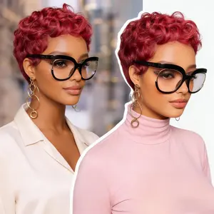 Short Pixie Wigs for red Women Short red Curly Pixie Wig Synthetic Short Hair Wigs for red Women Natural Wavy red Pixie Cut Wig (Natural red)