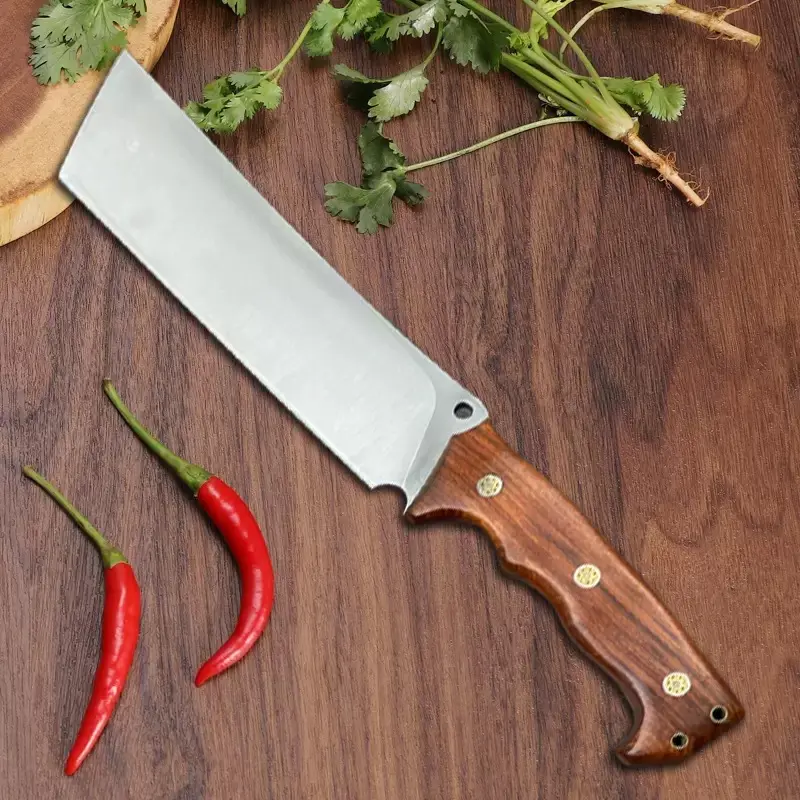 Kitchen knife, high hardness kitchen knife, meat cutting knife, solid wood handle, leather knife cover included, gifts for men and women