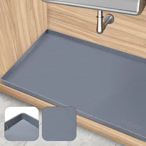 Cuttable Under Sink Mat, Pet Feeding Mat,Rain Boot Mat,Drying Mat,Under Kitchen Sink Mat Waterproof, Silicone Under Sink Mat for Shelf Liner Organizer, Cabinet Sink Protector Drip Tray for Bottom Kitchen, Bathroom 34" x 22" Splash Pads Splatter Guard