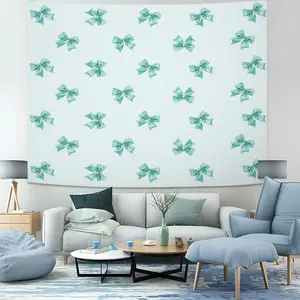 Bow Tapestry, Coquette Aesthetic Wall Hanging, Cute Pastel Bow Tapestries, Soft Wall Blanket for Teen Girls, Stylish Backdrop Decor for Bedroom & Dorm Rooms