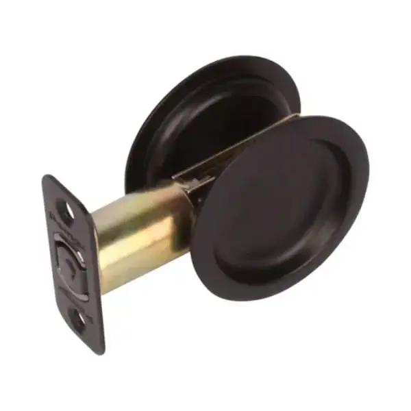 Pamex PF2930 Dependable Passage Round Sliding Door Lock, 2-3/8" Backset Standard, Matte Black Finish for Doors - Total Satisfaction Guarantee