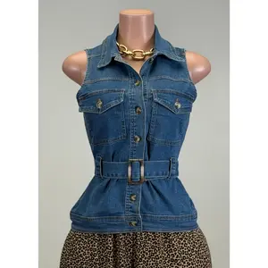 ELINA STRETCH DENIM BLOUSE/VEST