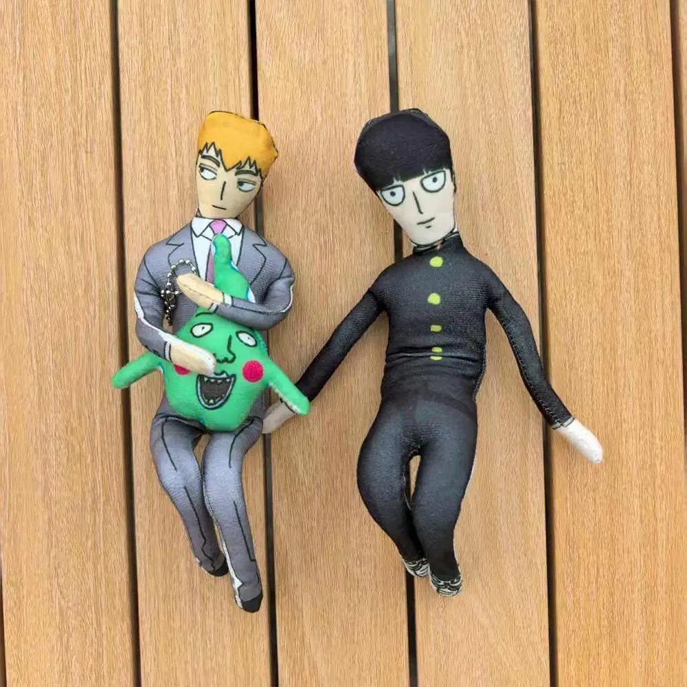 Mob Psycho 100 Anime Cuddly Stuffed Plush Dolls - 28cm 50g Soft Collectible Kageyama Shigeo, Reigen Arataka & Dimple Figures, Abstract DIY Deformable Felt Craft Toy, House Decoration for Felt Crafts Enthusiasts' Birthday Gift