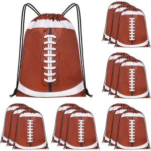 15 Pcs Football Drawstring Bags Backpack Birthday Party Goodie Favor Bags Gift Bag for Gym Sports Storage Travel