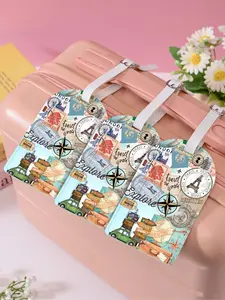 Funny World Travel Landmarks Luggage Tags, Lightweight PU Material, Perfect Travel Gift, Airport Identification, Christmas, Easter, Valentine's Day