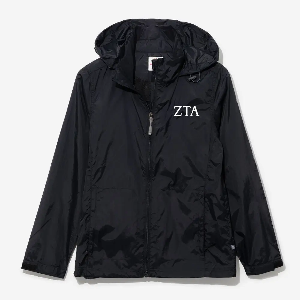 Zeta Tau Alpha Lightweight Rain Jacket | Black