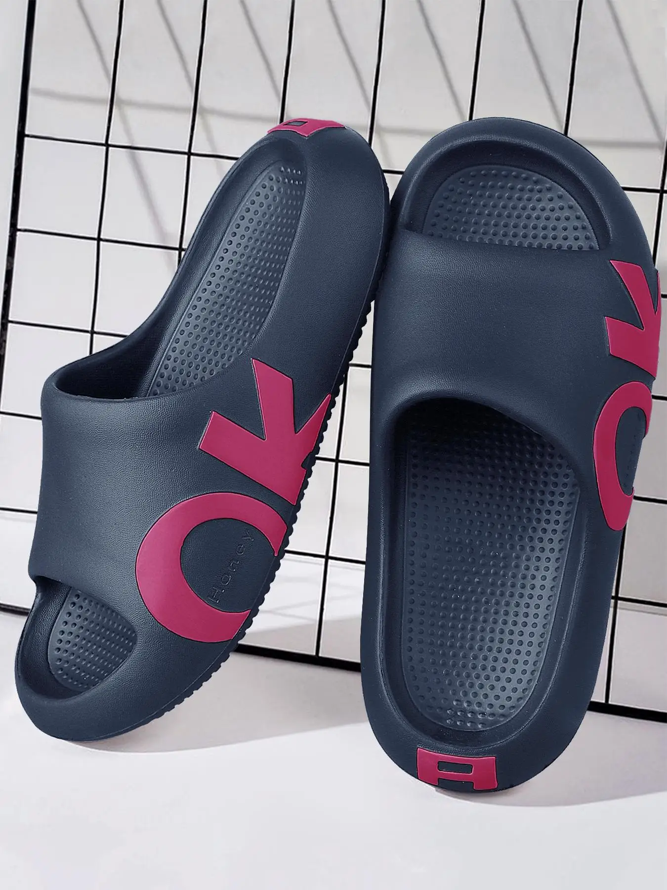 Women's Summer 2024 Fashionable Letter Pattern House Slippers, Soft Lightweight Non-slip Home Slide Sandals for Indoor & Outdoor Wear, Perfect Walking