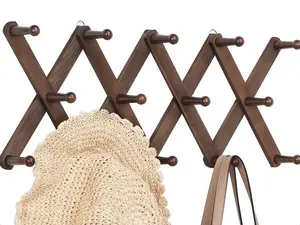 Wall Hanger with 14 Hooks, Expandable Hat Racks for Baseball Caps Wall, Wood Walls Coat Rack Purse Rack for Baseball Caps, Bag