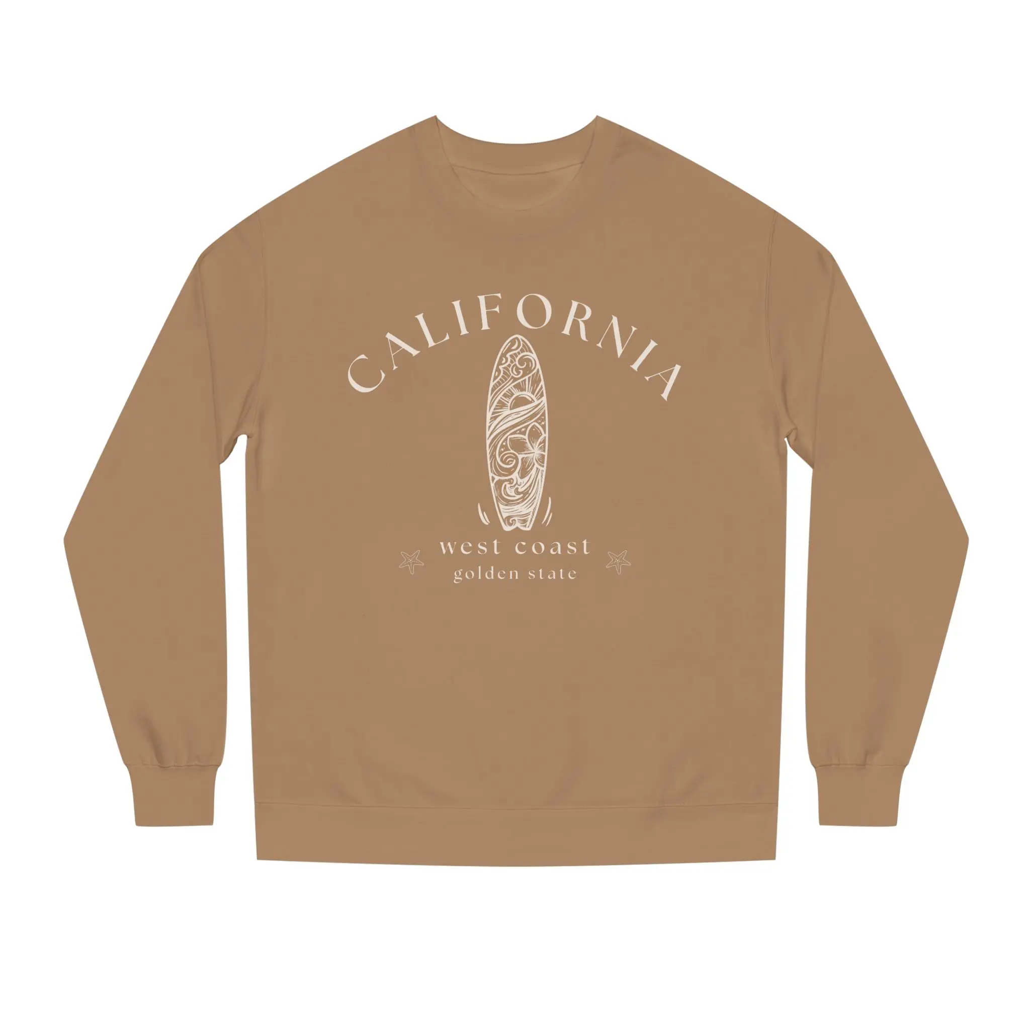 California Surfboard Sweatshirt, Golden State Crewneck, West Coast Vintage Pullover, Beach Graphic Coastal Aesthetic Top