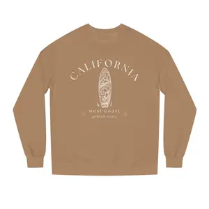 California Surfboard Sweatshirt, Golden State Crewneck, West Coast Vintage Pullover, Beach Graphic Coastal Aesthetic Top