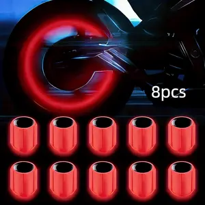 8Pcs Illuminated Tire Valve Caps (Red) To Prevent Flat Tires, Suitable For Cars, Motorcycles, Bicycles And Trucks
