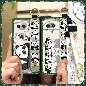 protective Soft case Phone Case For Google Pixel 8A Phone Holder Anti-knock Anti-dust Kickstand Lanyard Cartoon Fashion Design Silicone Dirt-resistant Wristband Durable Back Cover