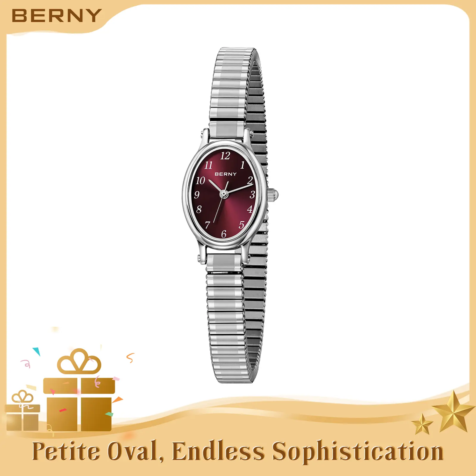 Women\'s Silver Black Analog Quartz Oval Bracelet Elegant Adjustable Dainty Watch New Ladies main image 3