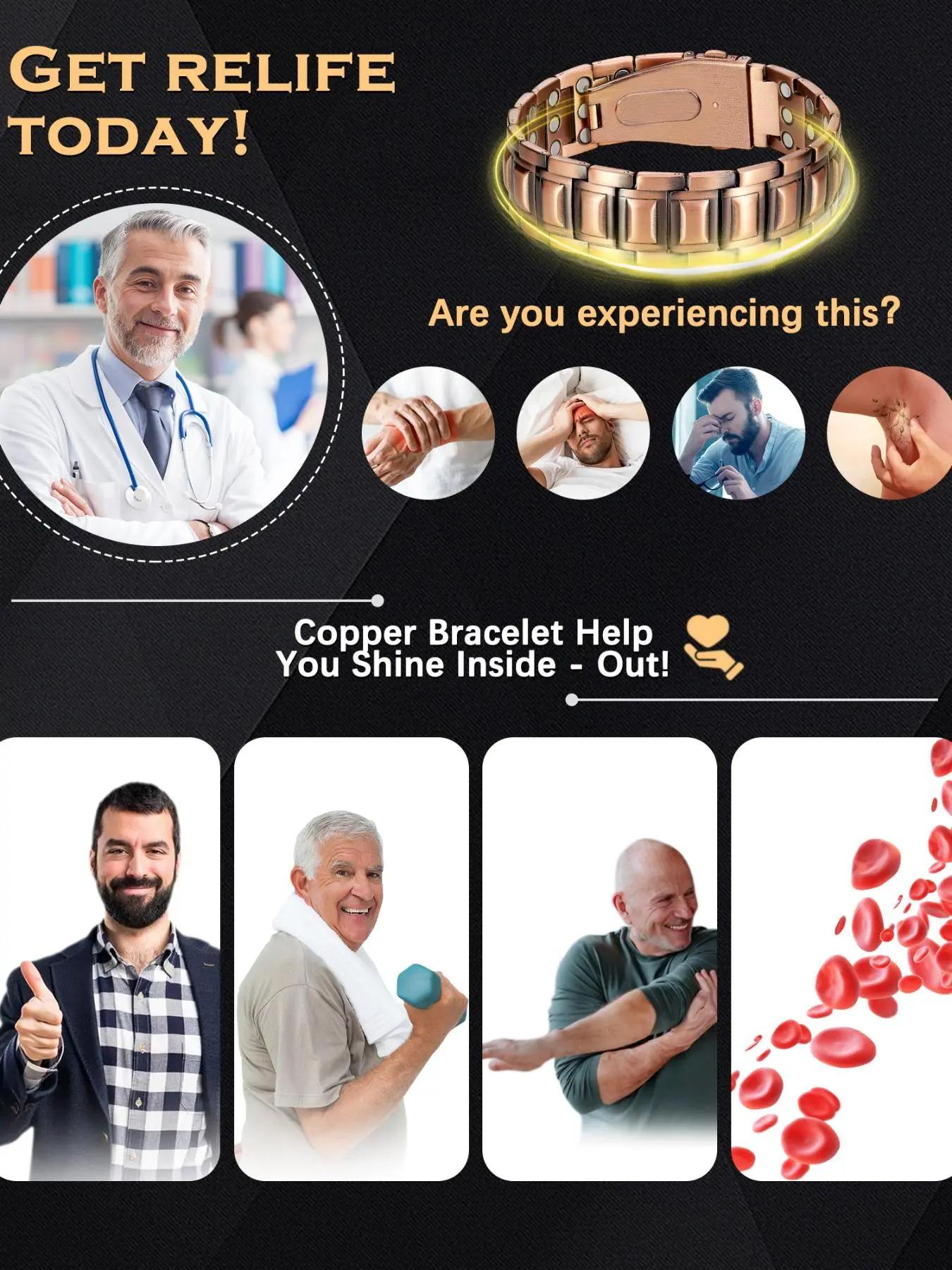 Pure copper magnetic therapy bracelet, with built-in magnets. It is comfortable and beneficial to wear daily. Suitable for both men and women. It serves both decorative and health care purposes. It is suitable for giving as a gift or for personal use.